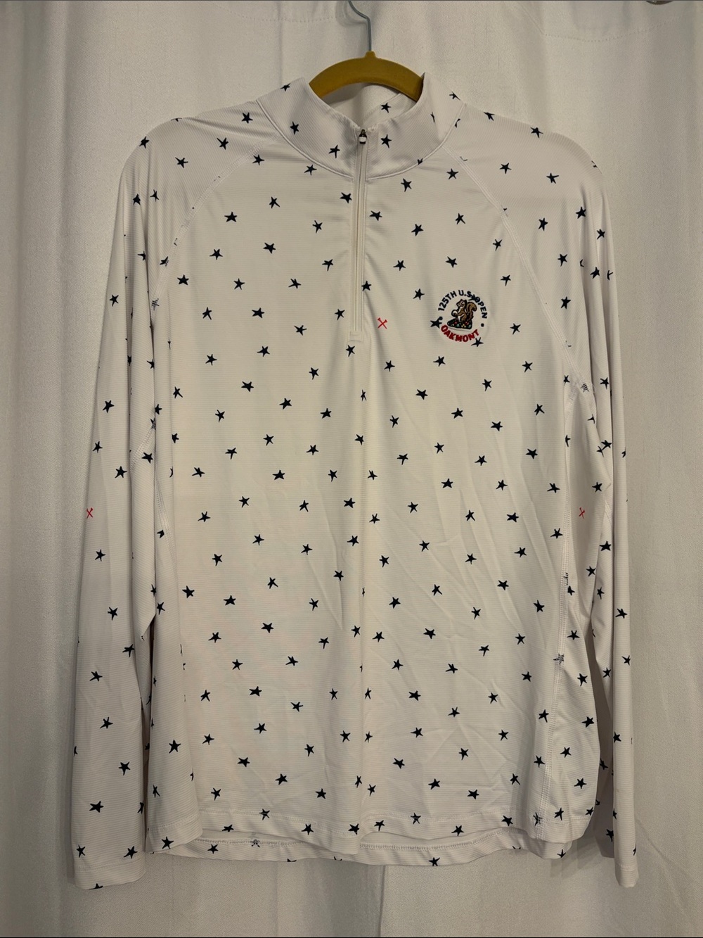 Puma White Long Sleeve Star-Print Half Zip Pullover
